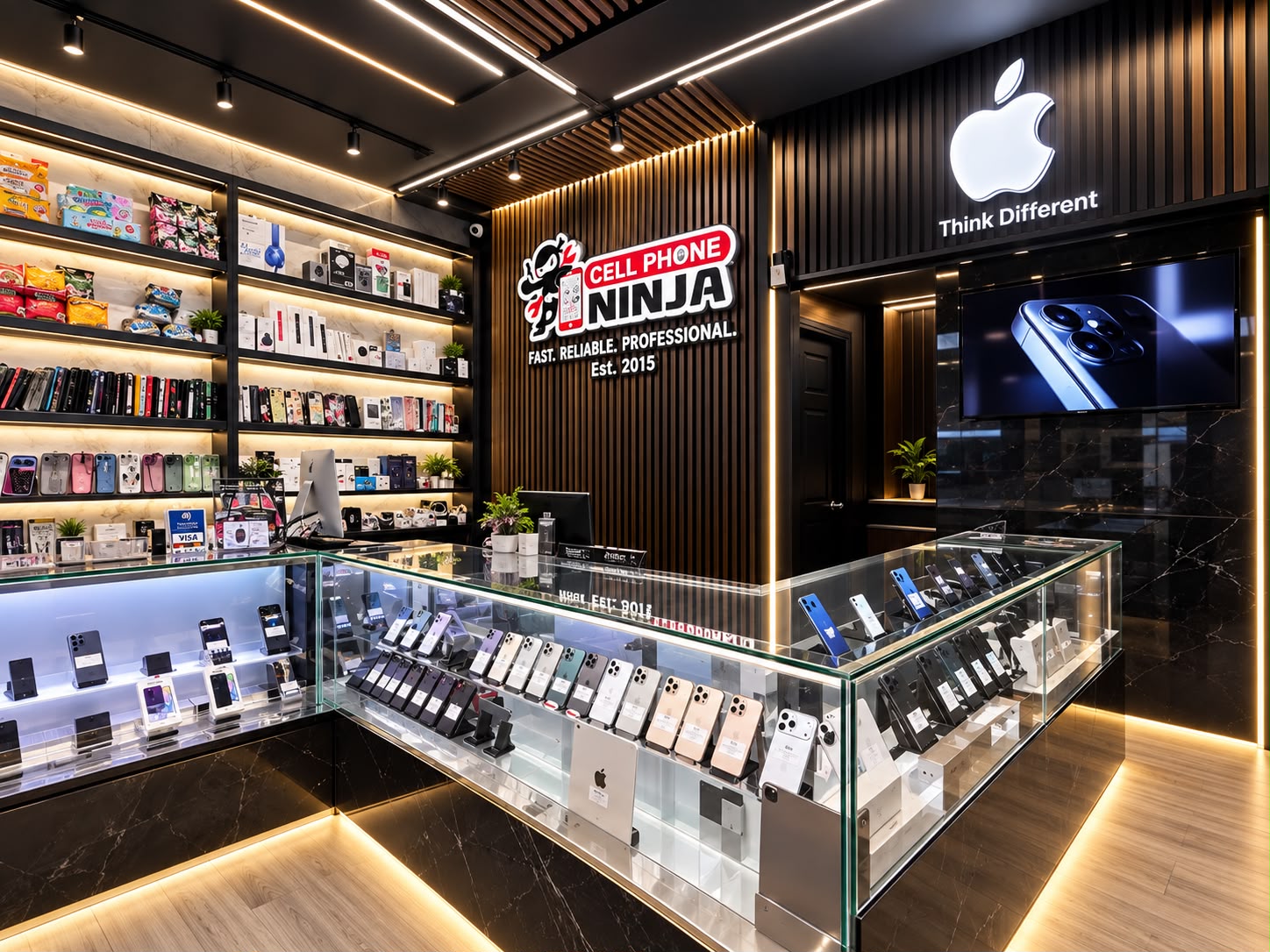 Display case and logo wall